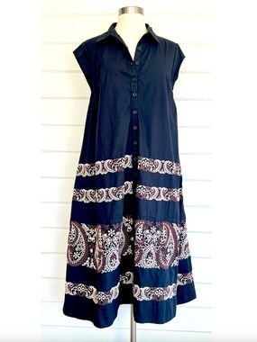 By ANTHROPOLOGIE Cap Sleeve Embroidered Midi Dress - XSP